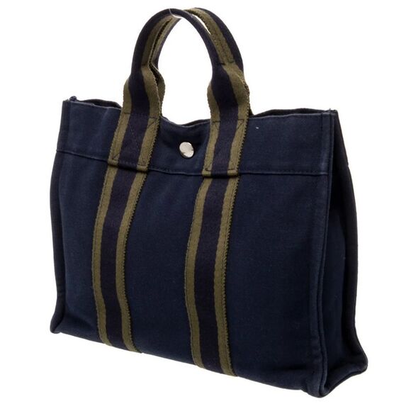Hermes Dark Blue and Dark Green Tote Bag Good Condition - Picture 2 of 10